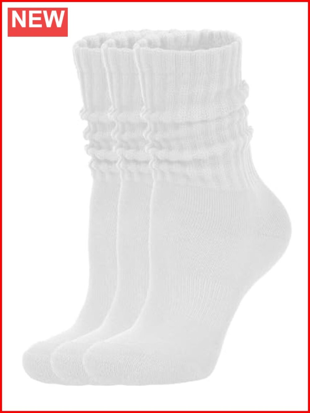 Women's Scrunch Crew Socks Cotton Blend 3-Pack Calf Chunky Ribbed Cozy